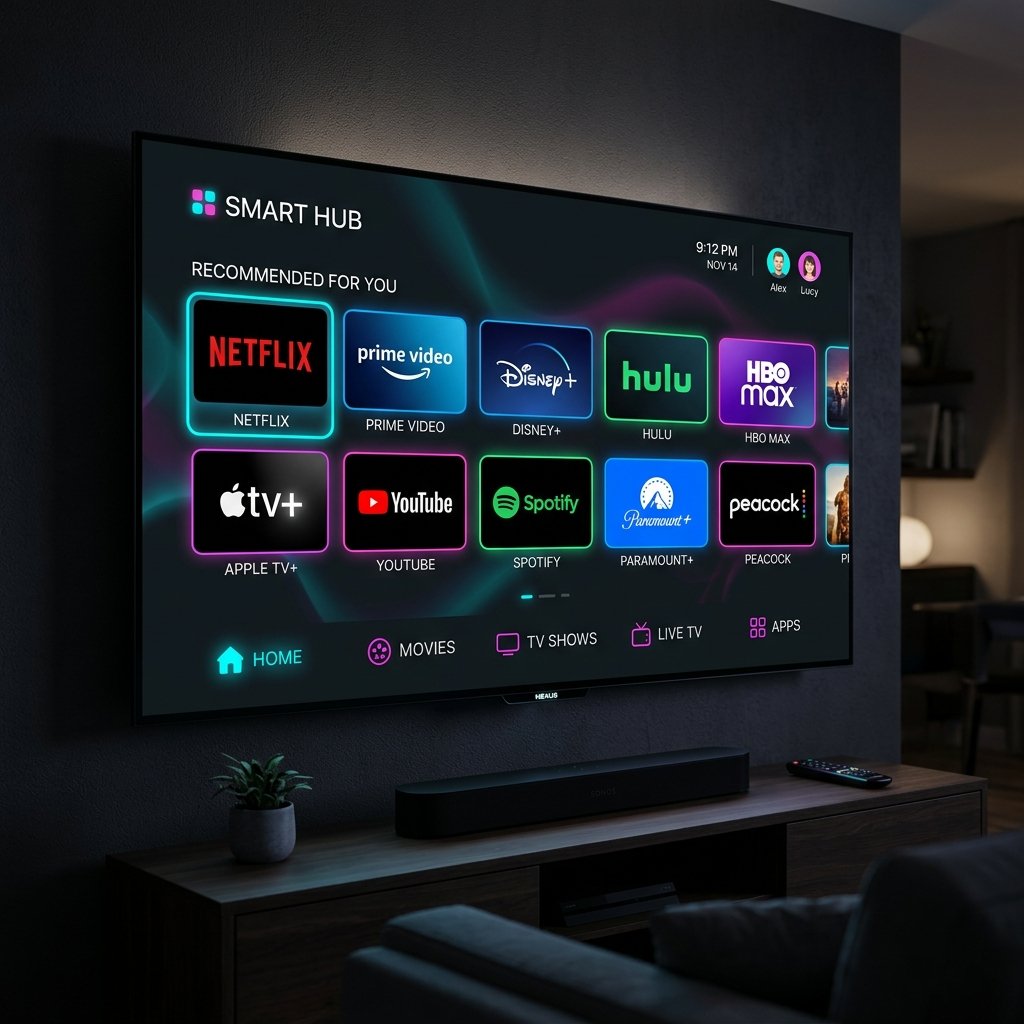 Person holding a remote using an IPTV app interface